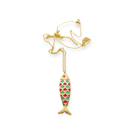 necklace steel gold fish